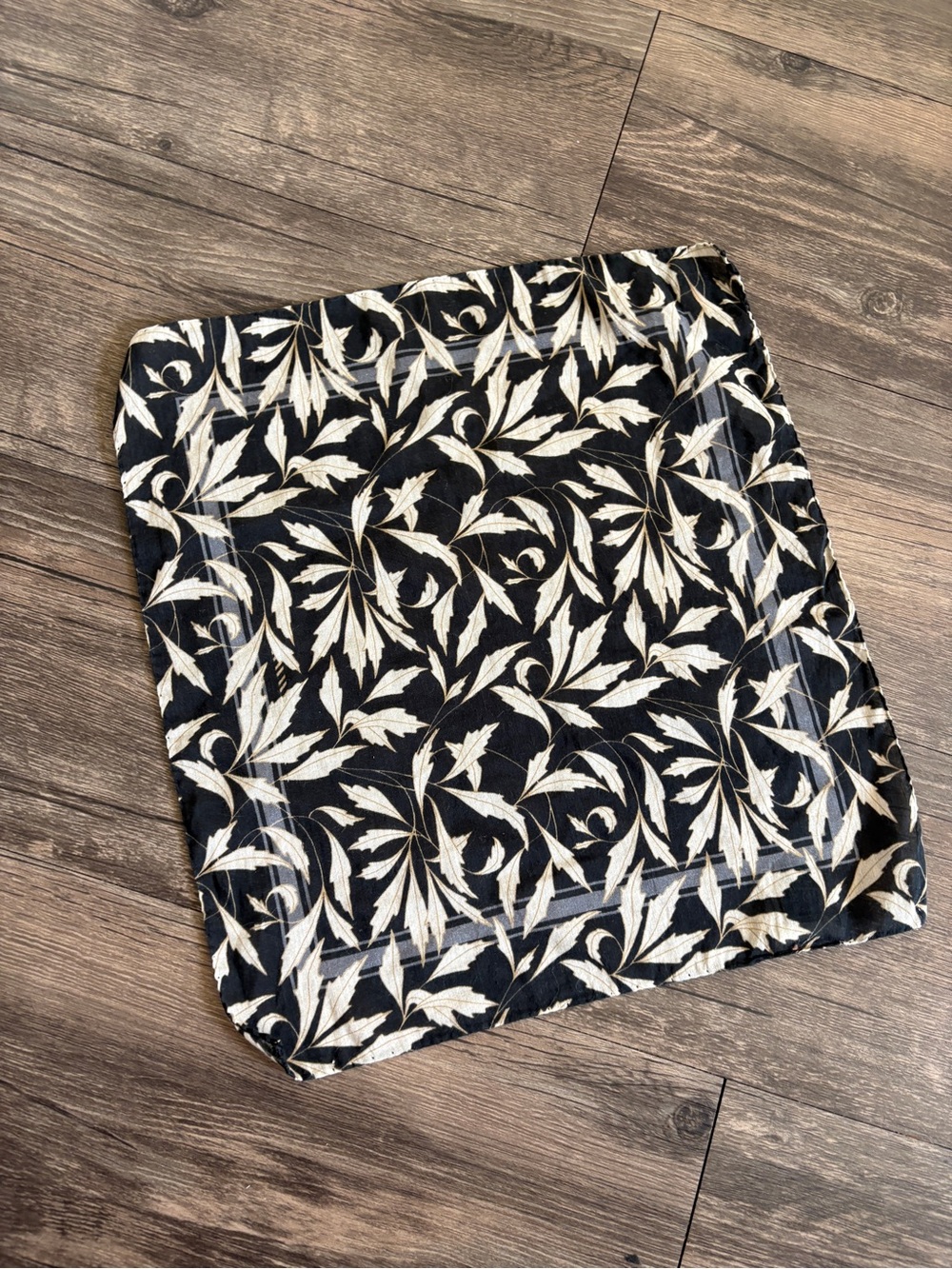 Billy Reid Black and Cream Silk Botanical Print Square